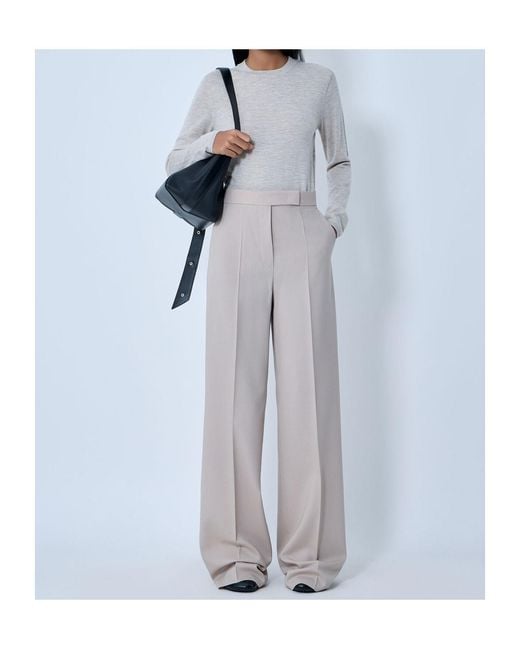 Max Mara Gray High-Rise Wide-Leg Pants