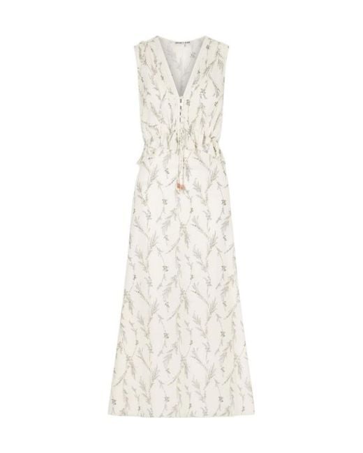 Veronica Beard White Floral-Print Cotton And Silk-Blend Maxi Dress