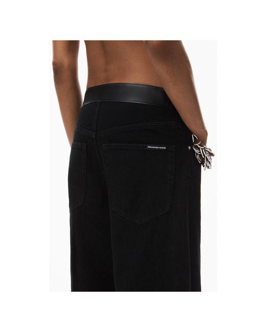 Alexander Wang Black Belted Wide-Leg Jeans