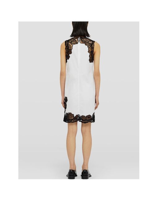 Jil Sander White Lace Embroidered Sleeveless Dress