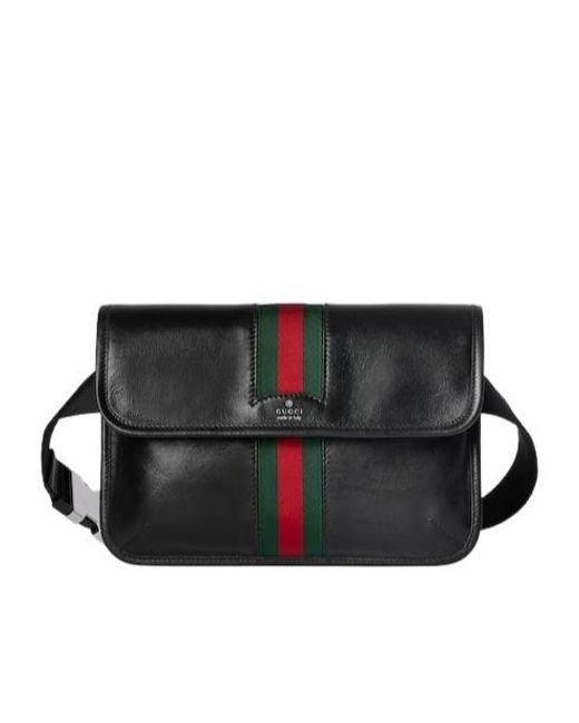 Gucci Black Web Trademark Small Belt Bag for men