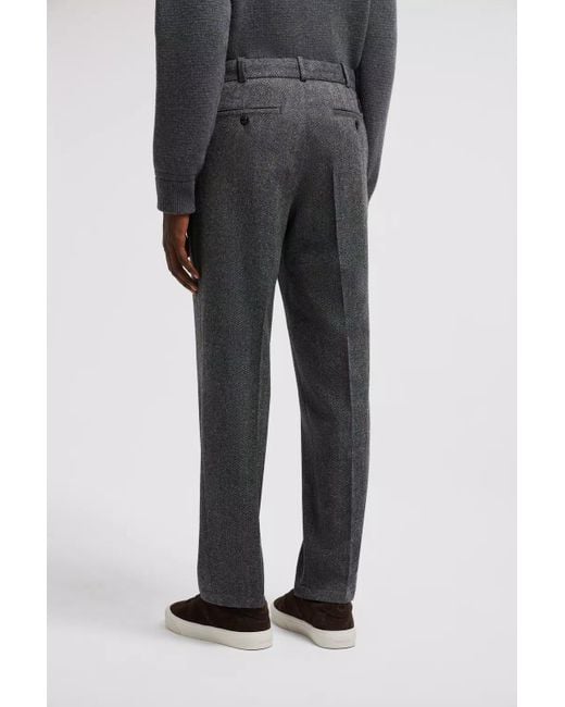 Moncler Gray Logo Patch Straight-Leg Pants for men