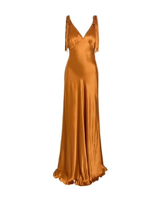 Reformation Brown Pernille Silk Gown