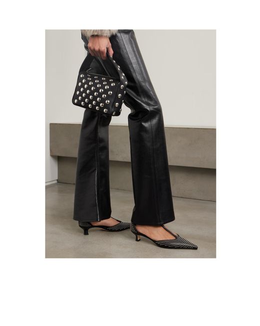 Aeyde Black Studded Leather Pumps
