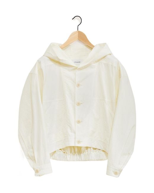 Lemaire White Lightweight Hooded Button-Up Jacket