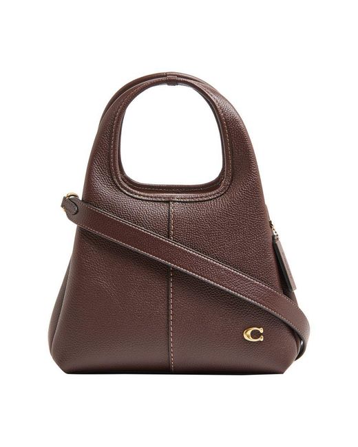 COACH Brown Lana 23 Polished Pebble Leather Shoulder Bag