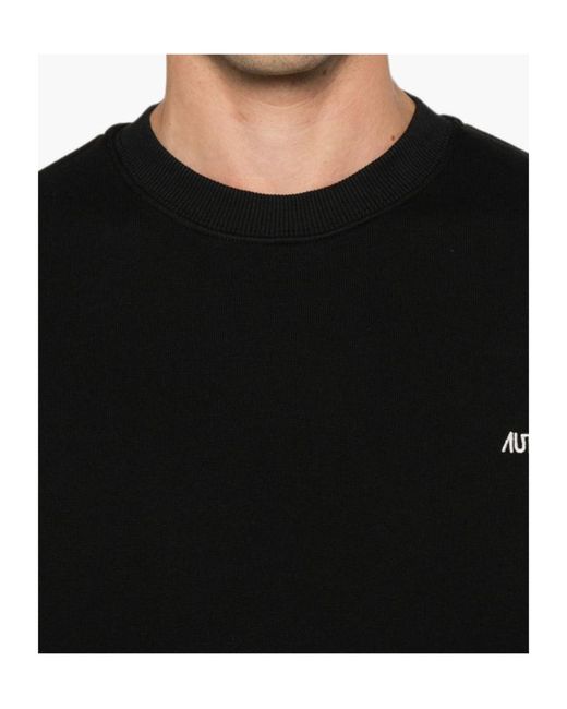 Autry Black Logo-Embroidered Cotton Sweater for men