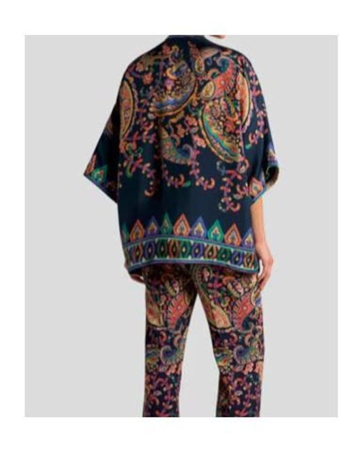 Etro Blue Pattern-Printed Open-Front Jacket