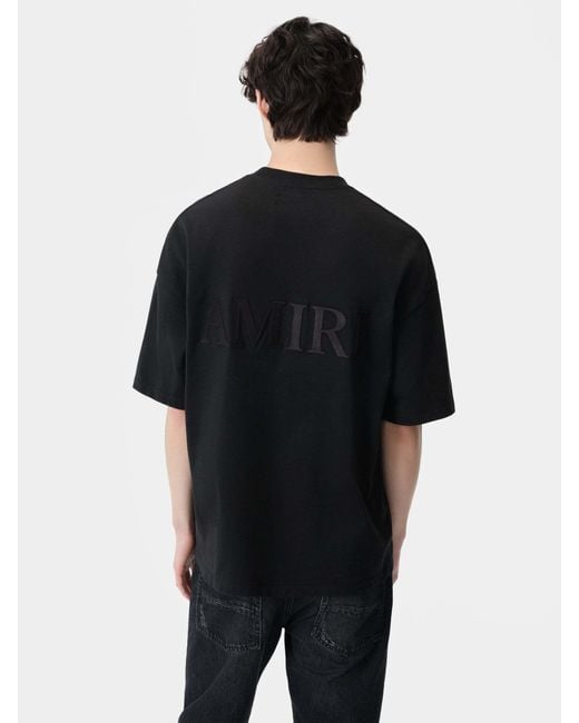 Amiri Black Logo Embroidered Oversized T-Shirt for men