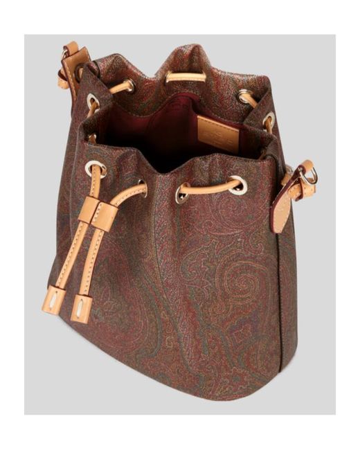 Etro Brown Paisley Bucket Bag