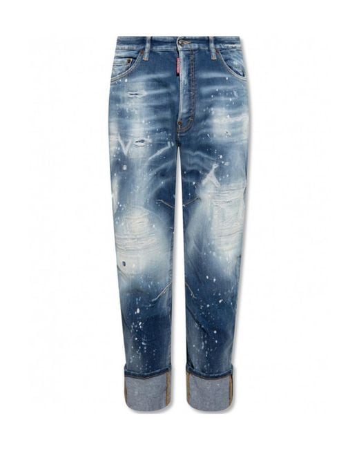 DSquared² Blue Eviction Notice Cropped Jeans for men