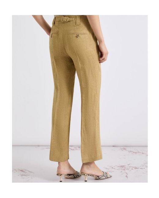 Marella Natural Flared Linen Trousers
