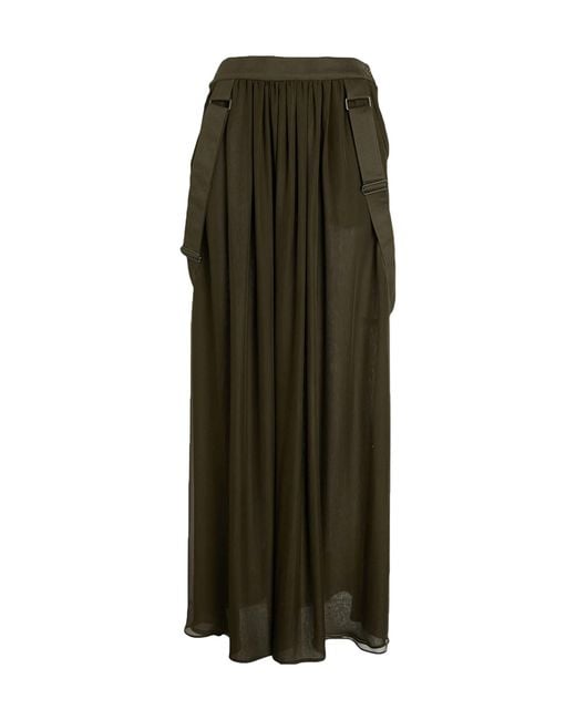 Max Mara Green Solid-Colored Flare Skirt