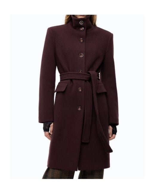 Pinko Purple High Neck Belt Coat
