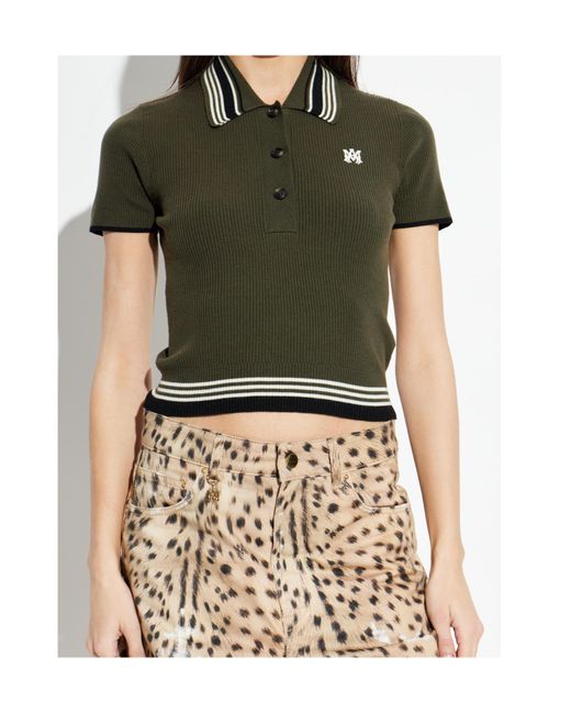 Amiri Green Short-Sleeved Knitted Polo Shirt