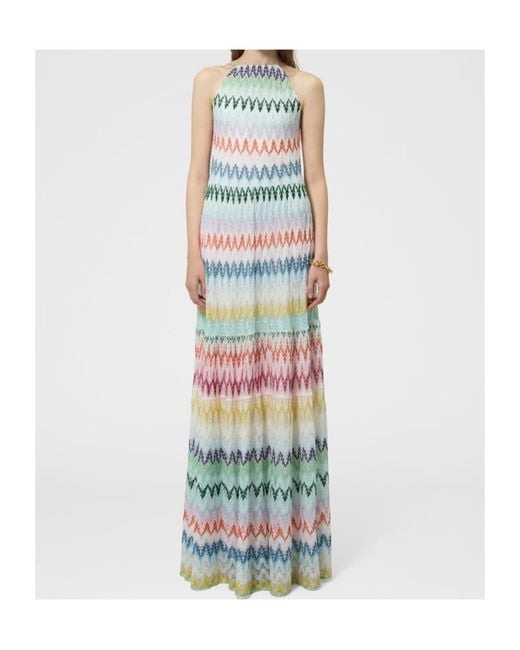 Missoni White Striped Sleeveless Maxi Dress