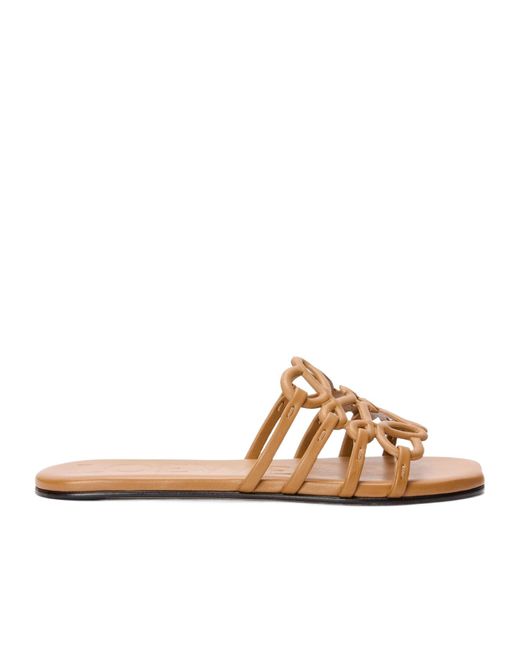Loewe Brown Petal Anagram Calfskin Sandals