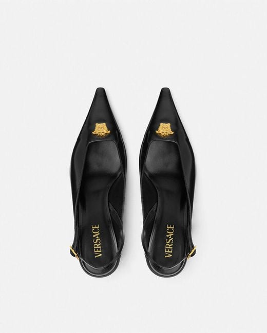 Versace Black Medusa-Head Pointed-Toe Mules