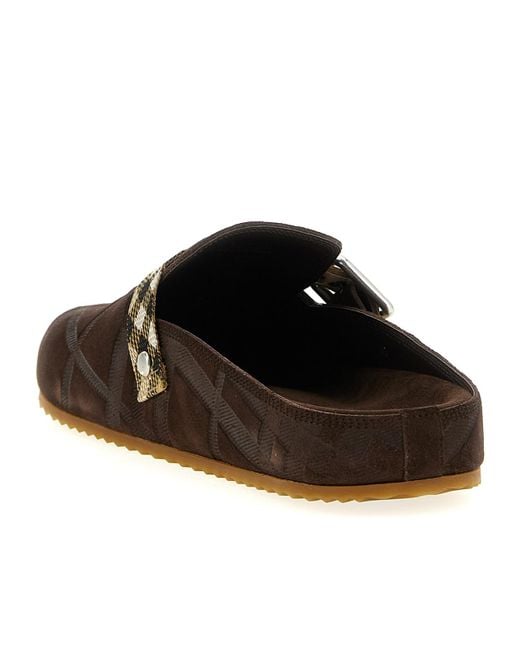 Burberry Brown Urchin Check-Pattern Buckled Mules for men
