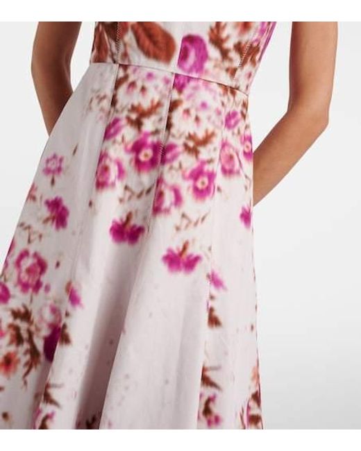 Erdem Pink Floral Cotton Poplin Cocktail Dress