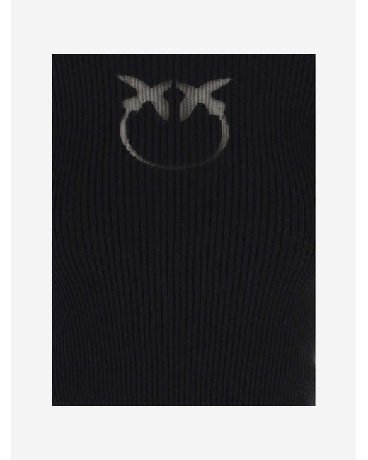 Pinko Black Love Birds Crewneck Knitted Top
