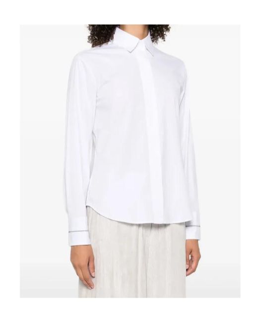 Peserico White Long-Sleeve Buttoned Shirt