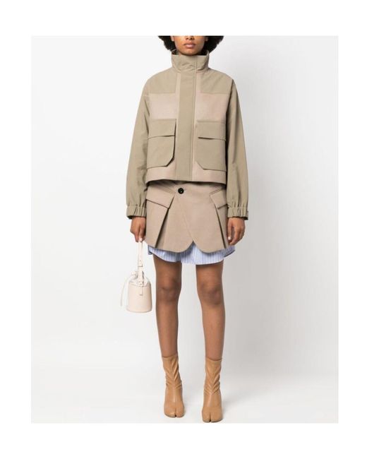 Sacai Natural Pleated Panelled Jacket