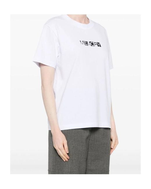 Sacai White Slogan-Print Crewneck T-Shirt