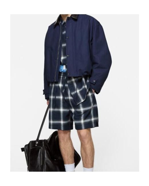 Acne Blue Logo-Patch Bomber Jacket for men