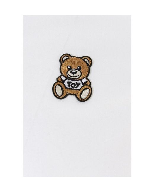 Moschino White Teddy Patch Shirt for men