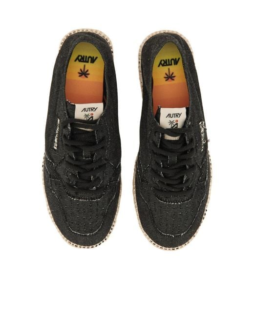 Autry Black Denim Lace-Up Sneakers