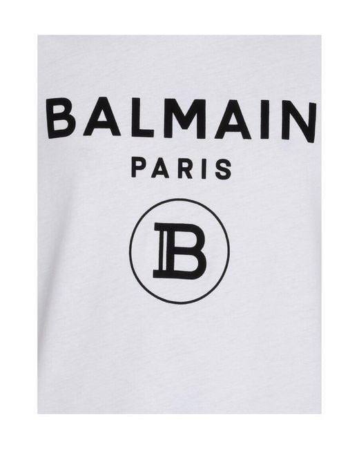 Balmain White Logo Printed T-Shirt for men