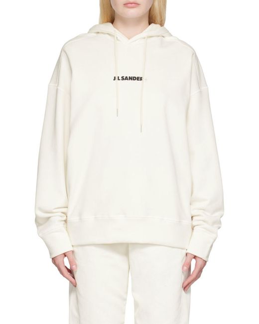 Jil Sander Gray Hooded Logo Sweatshirt