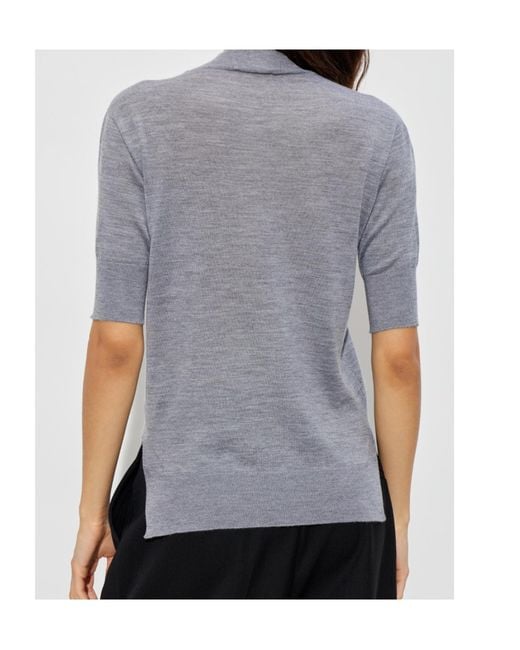 Jil Sander Gray Mock-Neck Knitted Top