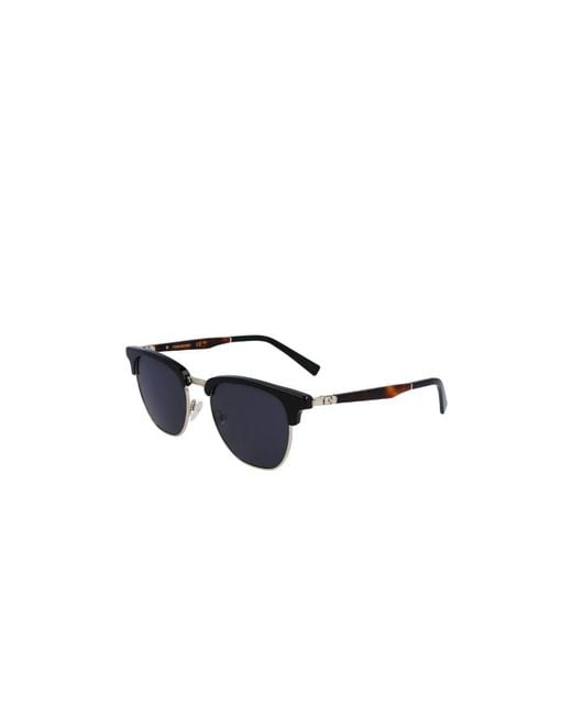 Ferragamo Blue Ferragamo Eyewear Browline Metal-Detail Sunglasses for men