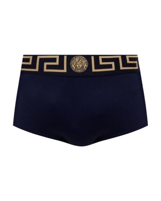 Versace Blue Medusa Greca Band Swim Briefs for men