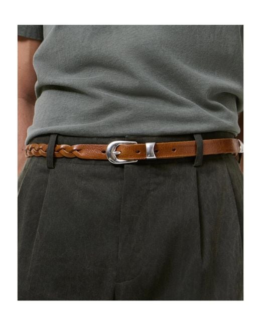 Our Legacy Brown Braided Buckle Belt for men