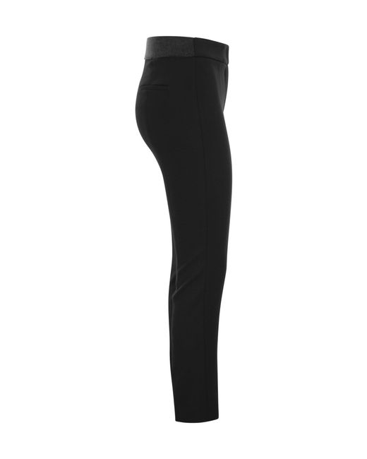 Peserico Black Cropped Slim-Fit Trousers
