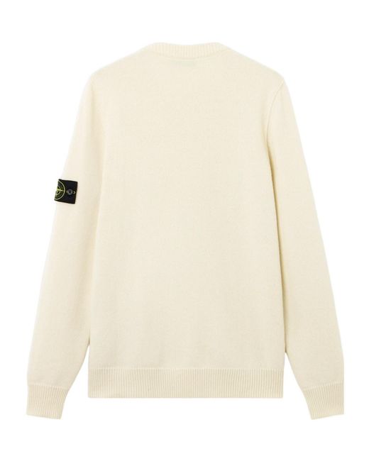 Stone Island White Logo Patch Crewneck Jumper for men