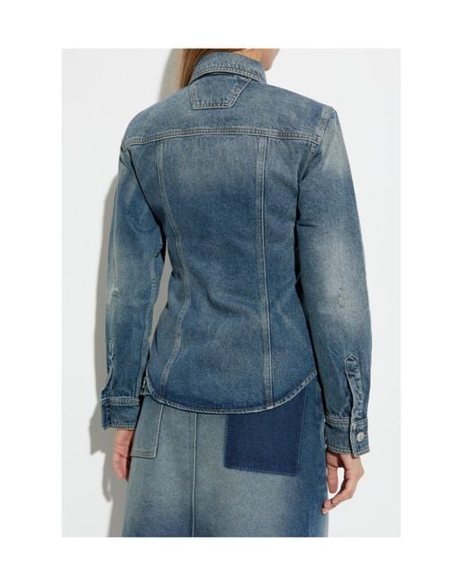 M I S B H V Blue Distressed Denim Shirt