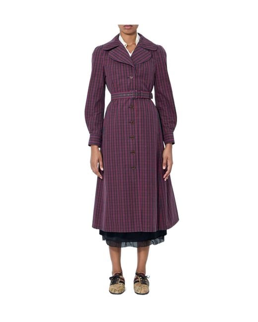 Vivienne Westwood Purple Belted Button-Down Trench Coat