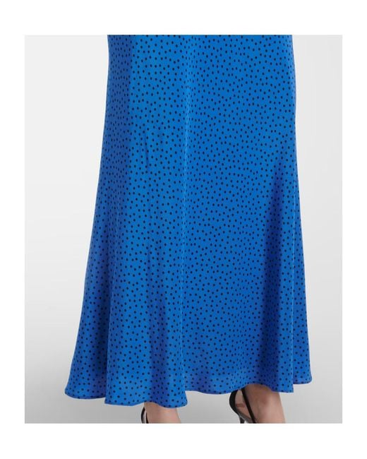 Alessandra Rich Blue Polka-Dot Silk Maxi Dress
