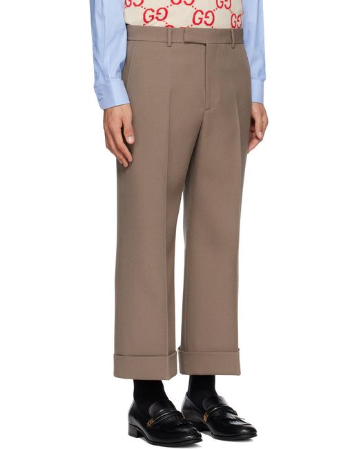 Gucci Brown Wool Gabardine Trousers for men