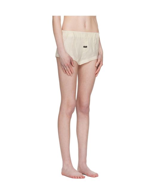 OPEN YY White Tab Logo-Patch Mini Shorts