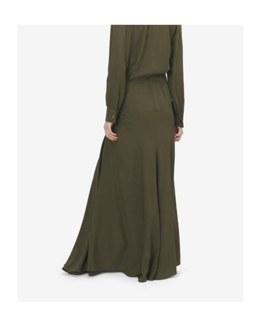 McQueen Green Draped Asymmetric Maxi Skirt