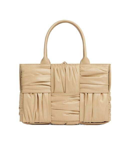 Bottega Veneta Natural Arco Woven Pleated Tote Bag