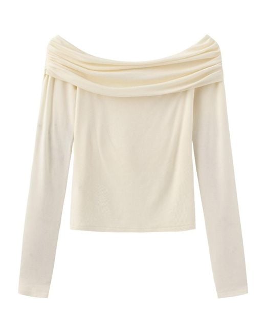 Marissa Chiara White Stacked Collar Long-Sleeved Bottoming Shirt