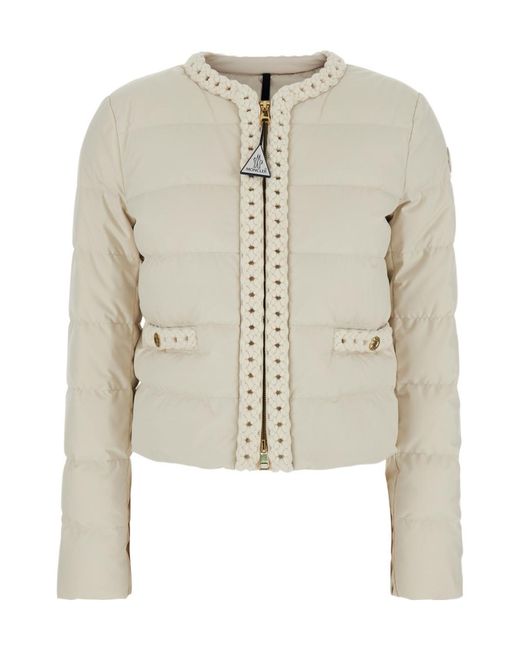 Moncler White Braid-Trimmed Quilted Jacket