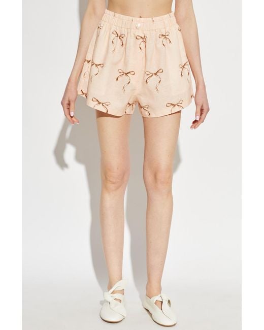 Forte_forte Natural Bow-Print Shorts