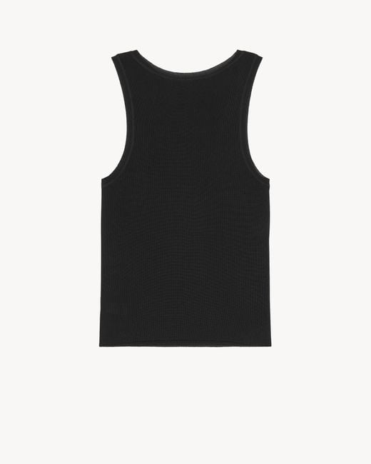 Saint Laurent Black Sleeveless Ribbed Knit Tank Top